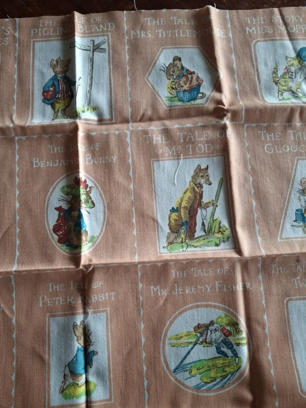 Vtg Beatrix Potter Fabric Panel - Cotton -